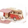 DIY Manual Assembly Model Car Wooden Retro Bus 3D Puzzle Camper Van Children Boy Girl Gift Educational Toys Home Decoration 6