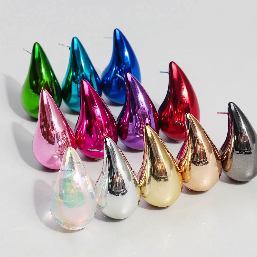 Fishsheep Metallic Color Acrilico Chunky Teardrop Dupes Orecchini Per Le Donne Statement Glossy Waterdrop Dome Orecchini Gioielli Regali