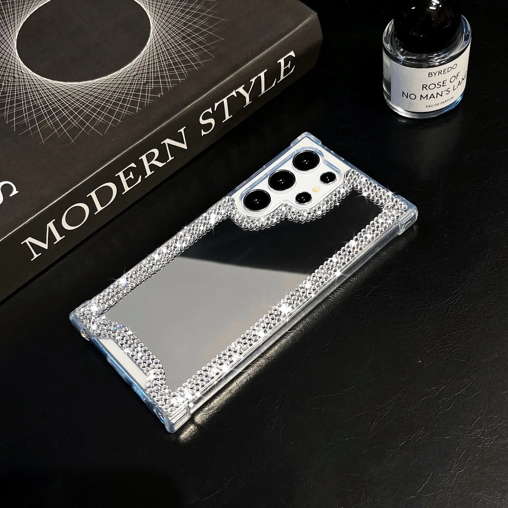 Elegant Shiny Diamond Mirror Makeup Case with Airbag Anti-Fall Protection