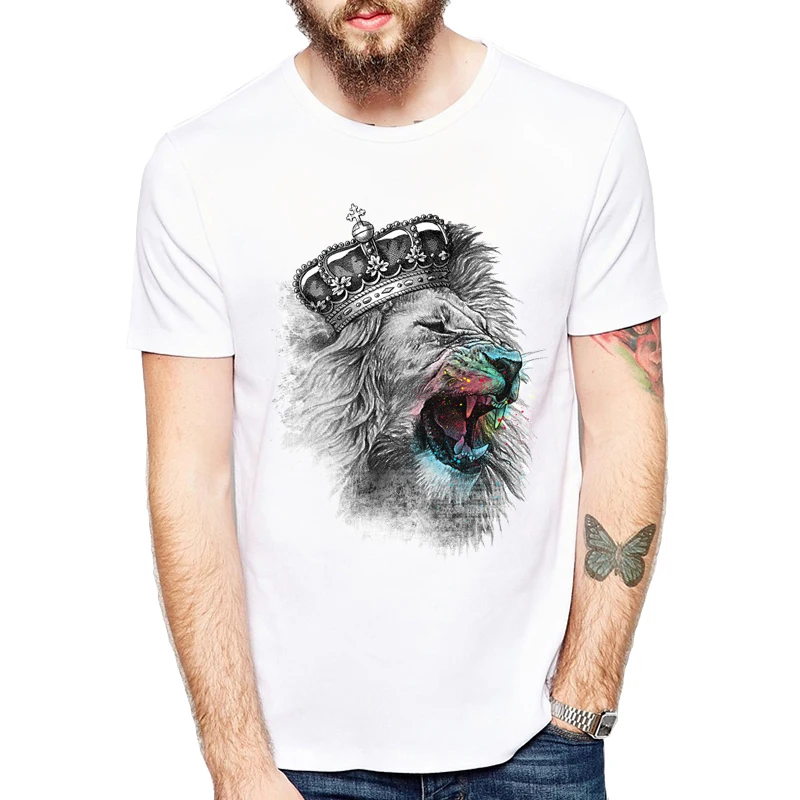 Nuovo Design Stampa King Lion & King Tiger Imperial Crown T-Shirt Hot T-Shirt Da Uomo Top Due King Modello Interessante Tees