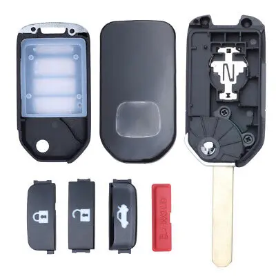 KEYECU Upgraded Uncut Flip Remote Key Shell Case 4B for Honda Accord Civic 2013 2014 2015 MLBHLIK6-1T key case,car key shell,key shell