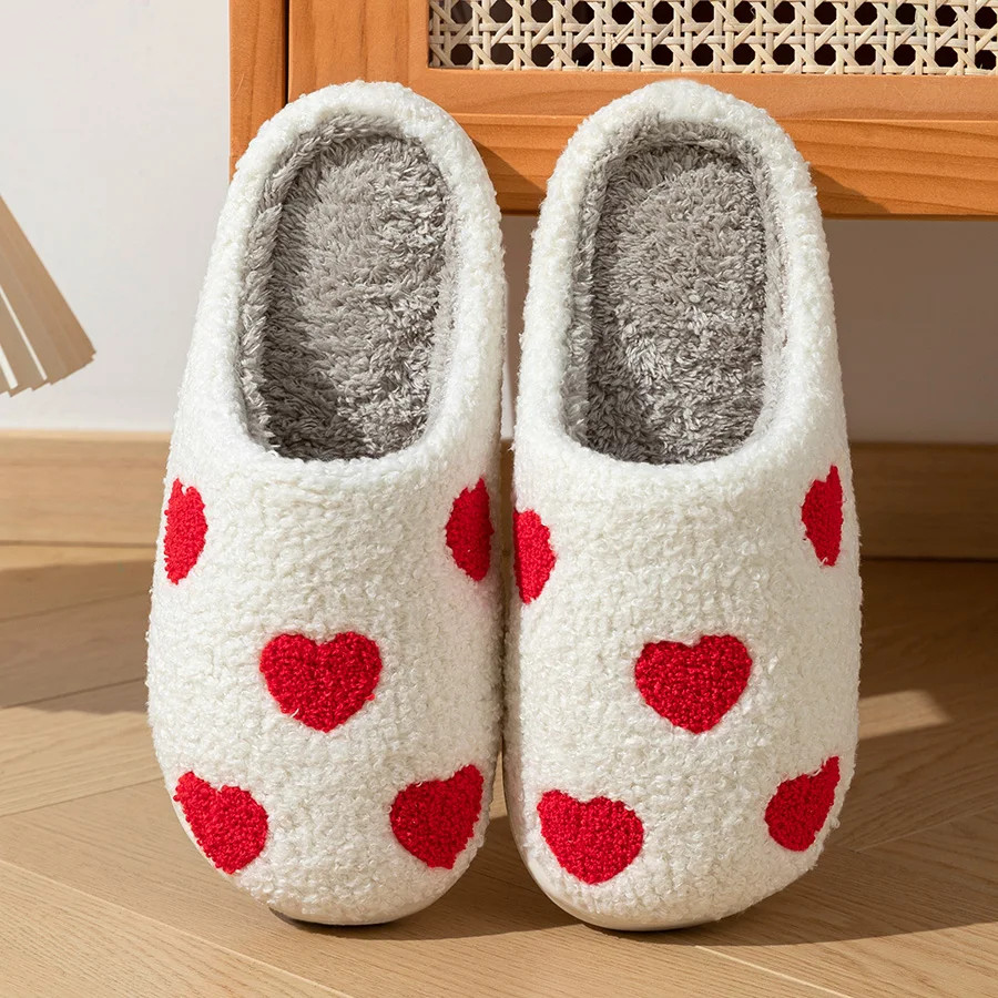 ASIFN Fashion Heart Women Slippers Fuzzy Comfy Flat Funny Love Shoes for Gift Girl Mules Bedroom Slides Ladies Home Shoes