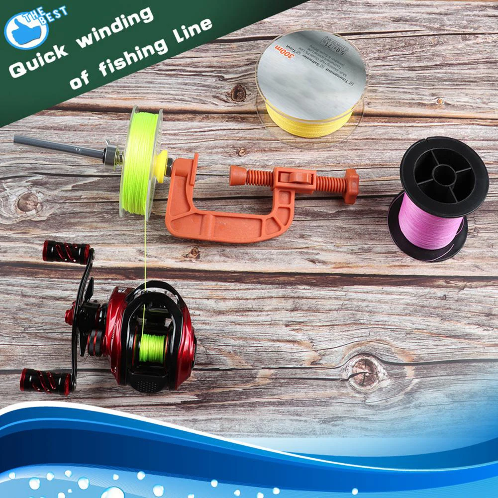 

Fishing Line Spooler Desk Mount Clamp Metal Screw Quick Winding Tool No Line Twist Fishing Line Winder for Spinning Baitcasting