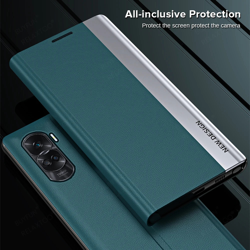 Leather Magnetic Flip Phone Case with Stand Feature