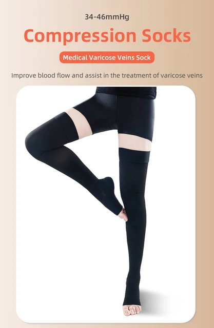 15-21mmhg Plus Size Medical Compression Thigh High Footless Varicose Veins  Pantyhose Compression Pants For Women S-5xl - Tights - AliExpress