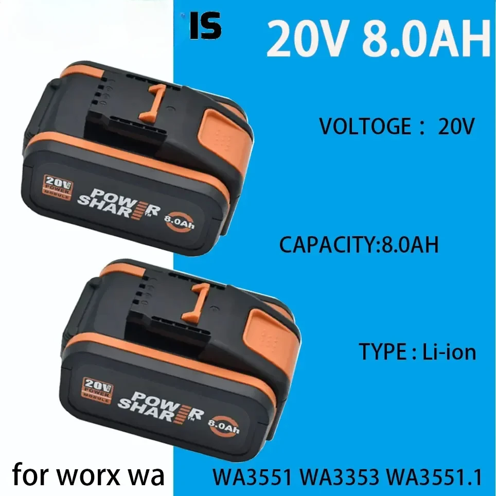 Batteria Worx 20V Max 8Ah – Due Pezzi Per I Modelli WA3553, WA3556, WA3551