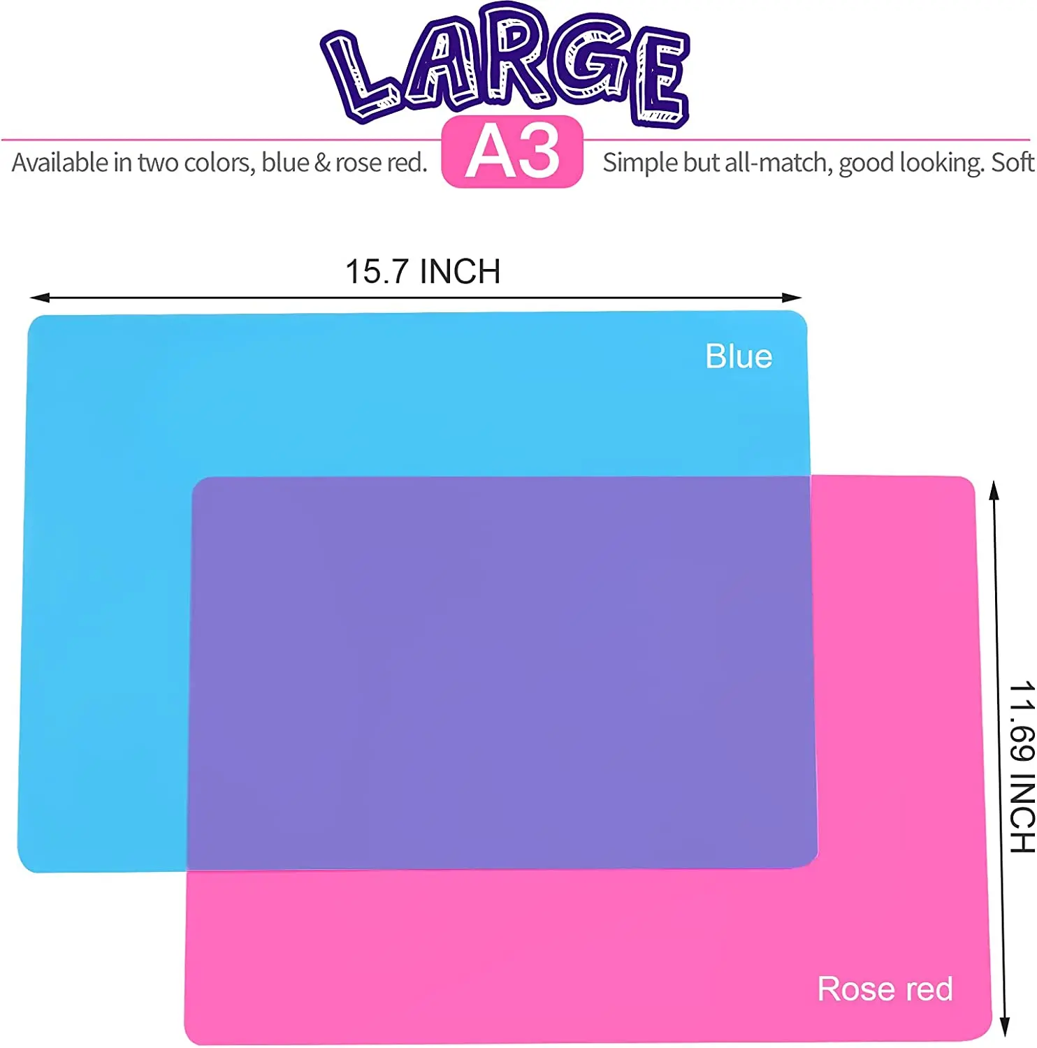 HiGift 4 Pack Silicone Mats for Crafts, Silicone Sheet for Crafts Resin Jewelry Casting Mat Pad, Waterproof Nonstick Heat-Resistant, Blue, Pink, Purpl