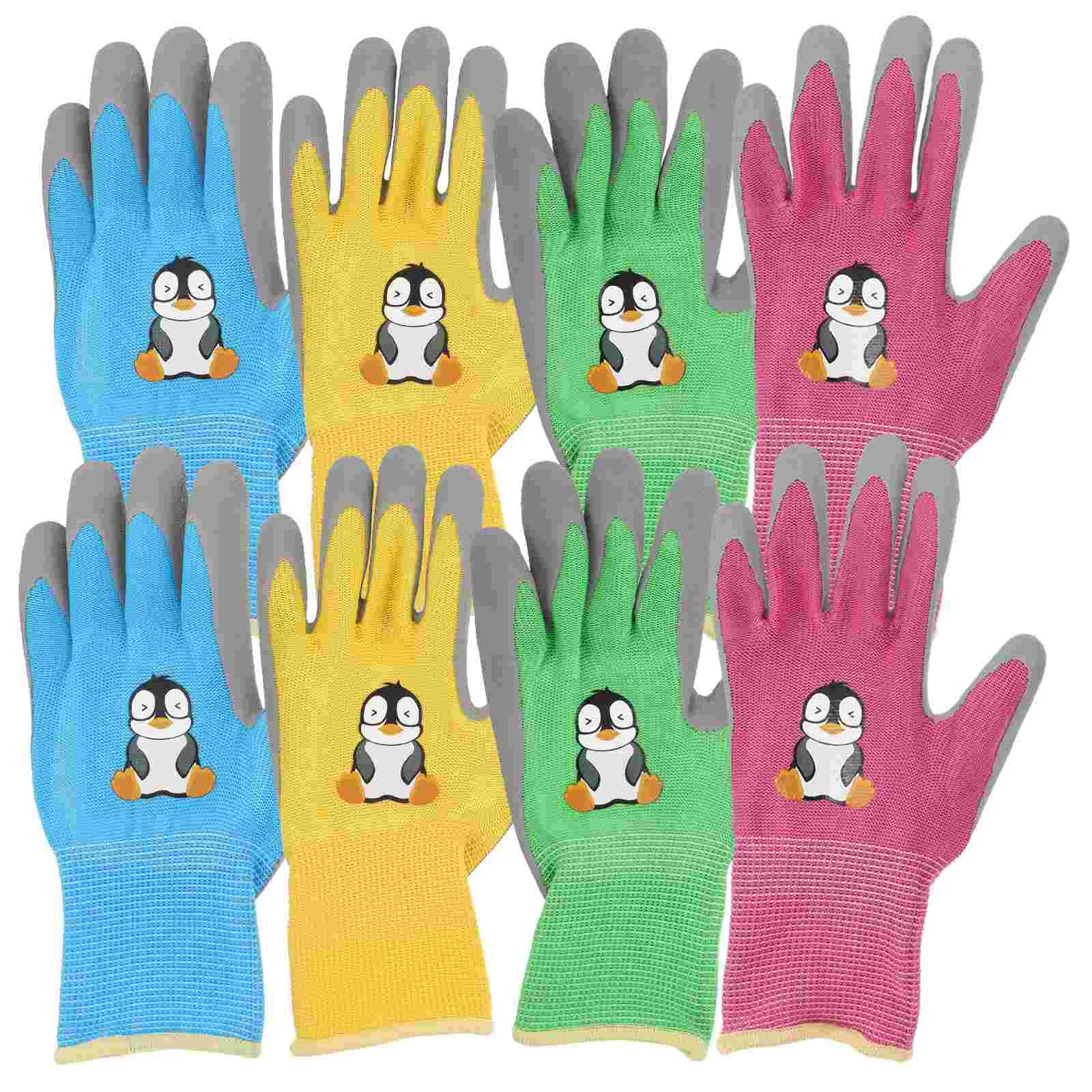 4 Pairs Children's Gloves Work Reusable Gardener Gifts Outdoor Sports Clean for The Protective Emulsion Durable Working
