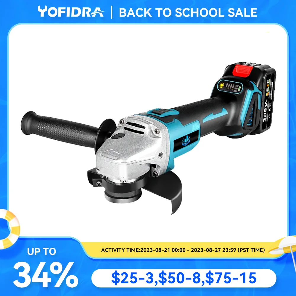 Yofidra 125MM M14 Brushless Angle Grinder, 3rd Speed Regulation, for