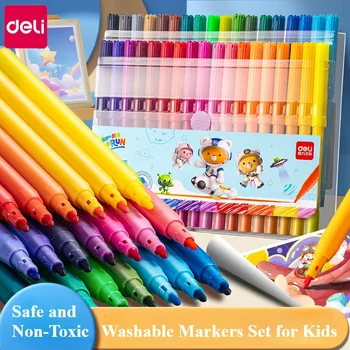 Set di pennarelli lavabili per bambini, penna da disegno con colori artistici 12/24/36/48 per regalo per bambini, colori vivaci e vivaci sicuri e non tossici