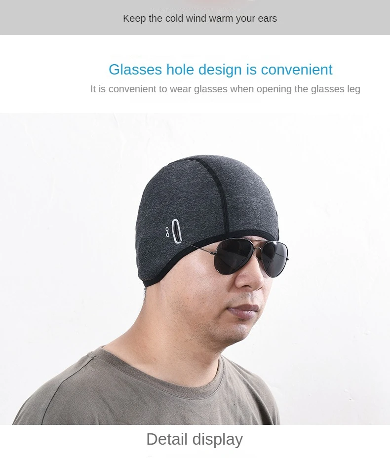 Description Picture 3 of itemWinter Cycling Caps Windproof Thermal Skull Cap Helmet Liner Running Skiing Motocycle Riding Men MTB Bike Hat With Glasses Hole