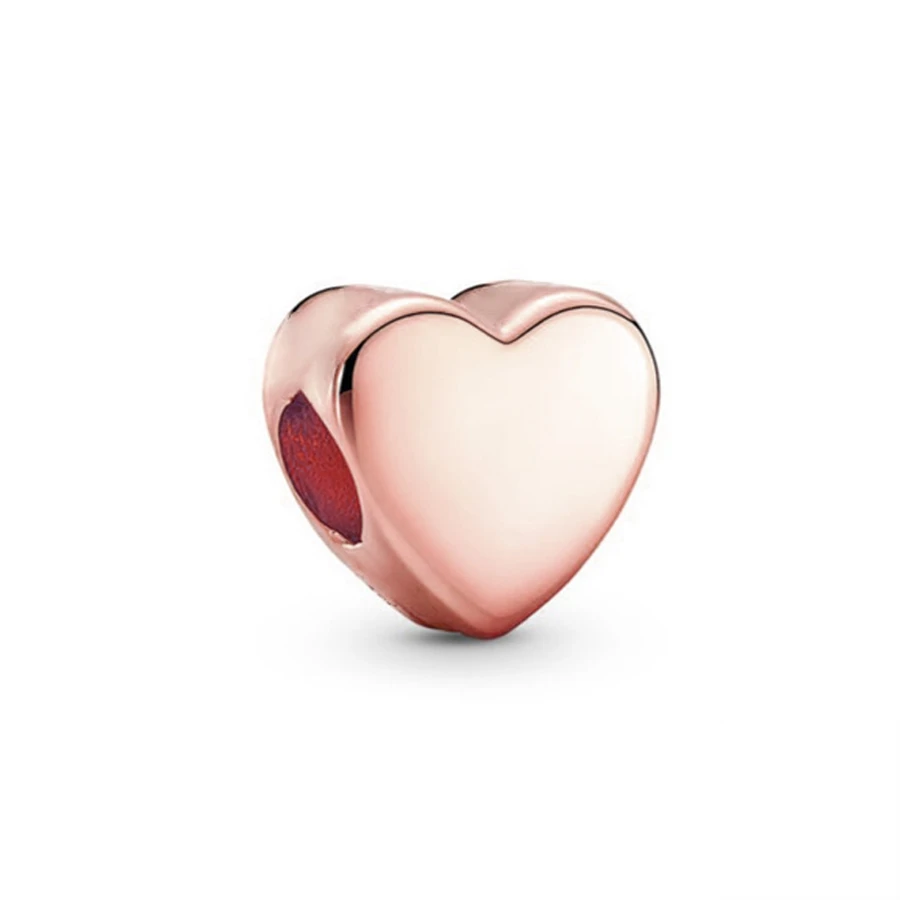 DIY Sparkling Gold Rose Gold Silver Heart Shape Charm Bead Fit Original 925 Sterling Silver Bracelet Women Fashion Jewelry Gift 4