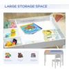Kids Table and Chair Set with Building Blocks Desktop, Storage Spaces, Grey 5