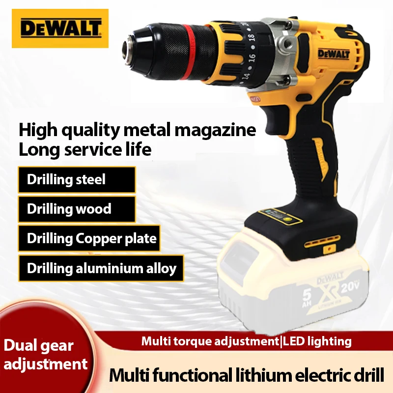 Dewalt DCD791 бесщеточная электрическая дрель, беспроводной шуруповерт 13 мм, патрон, ударная дрель, беспроводная с литий-ионным аккумулятором, электроинструмент