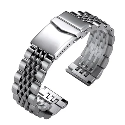 High - Quality Stainless Steel Quick Release Watchband Strap - Universal Flat Head Design - 22mm (Silver)