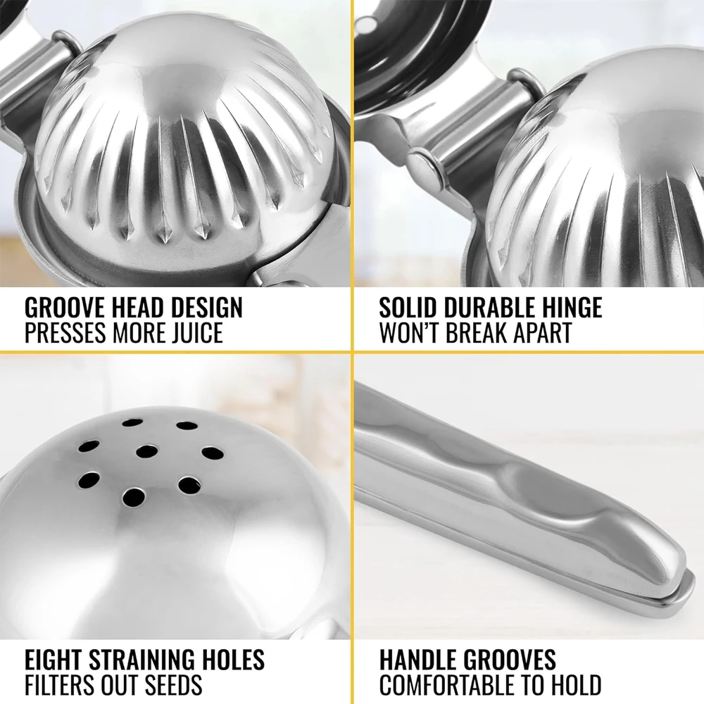 Kitchen Lemon Squeezer Stainless Steel Heavy Duty Solid Metal Squeezer Bowl Manual Citrus Press Juicer