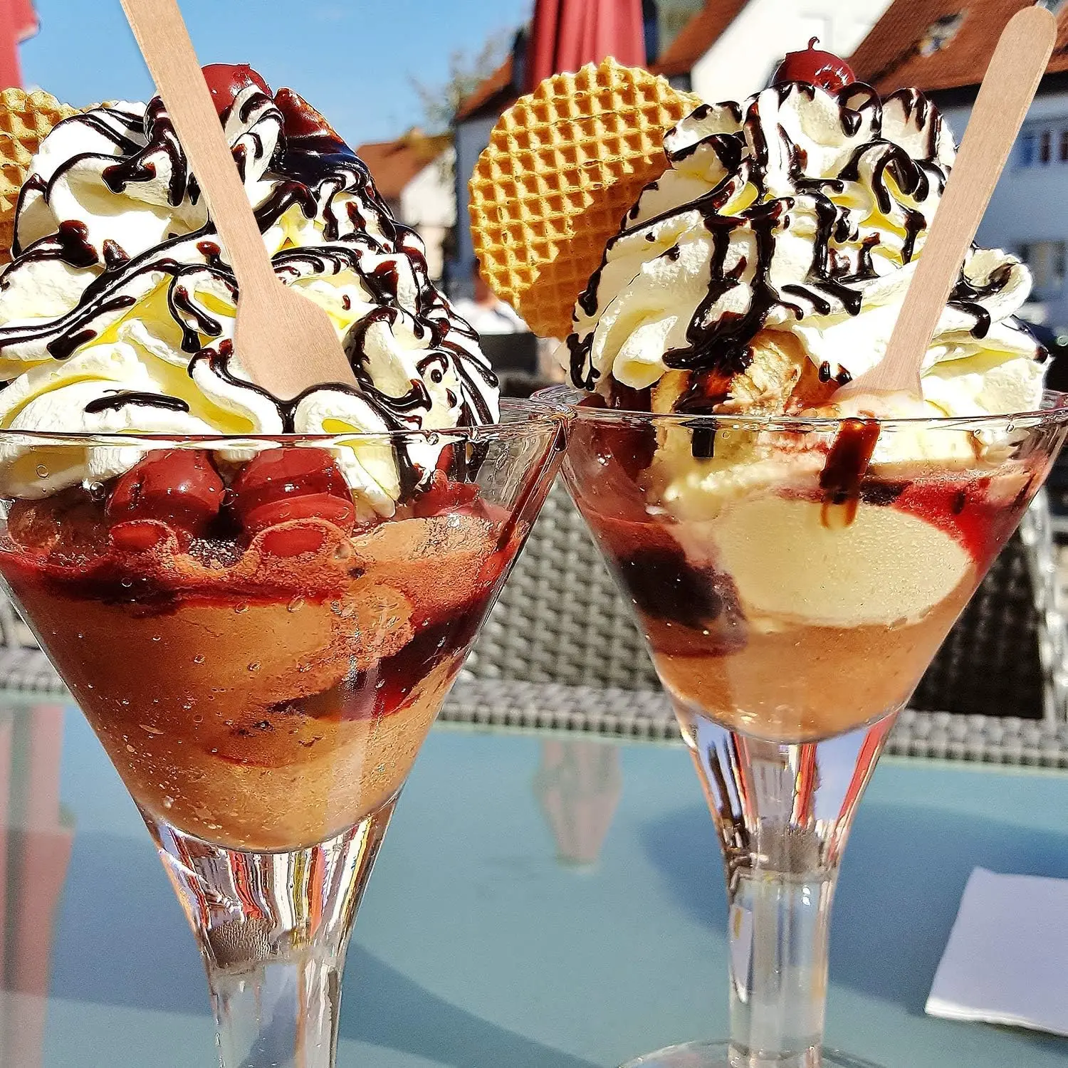 100 Stück 3,74-Zoll-Party-Mini-Quadrat-Holzlöffel zum Probenahmen von Joghurt-Eis, perfekt für Hochzeit, Abschlusssaison, Dessert – Detail 4