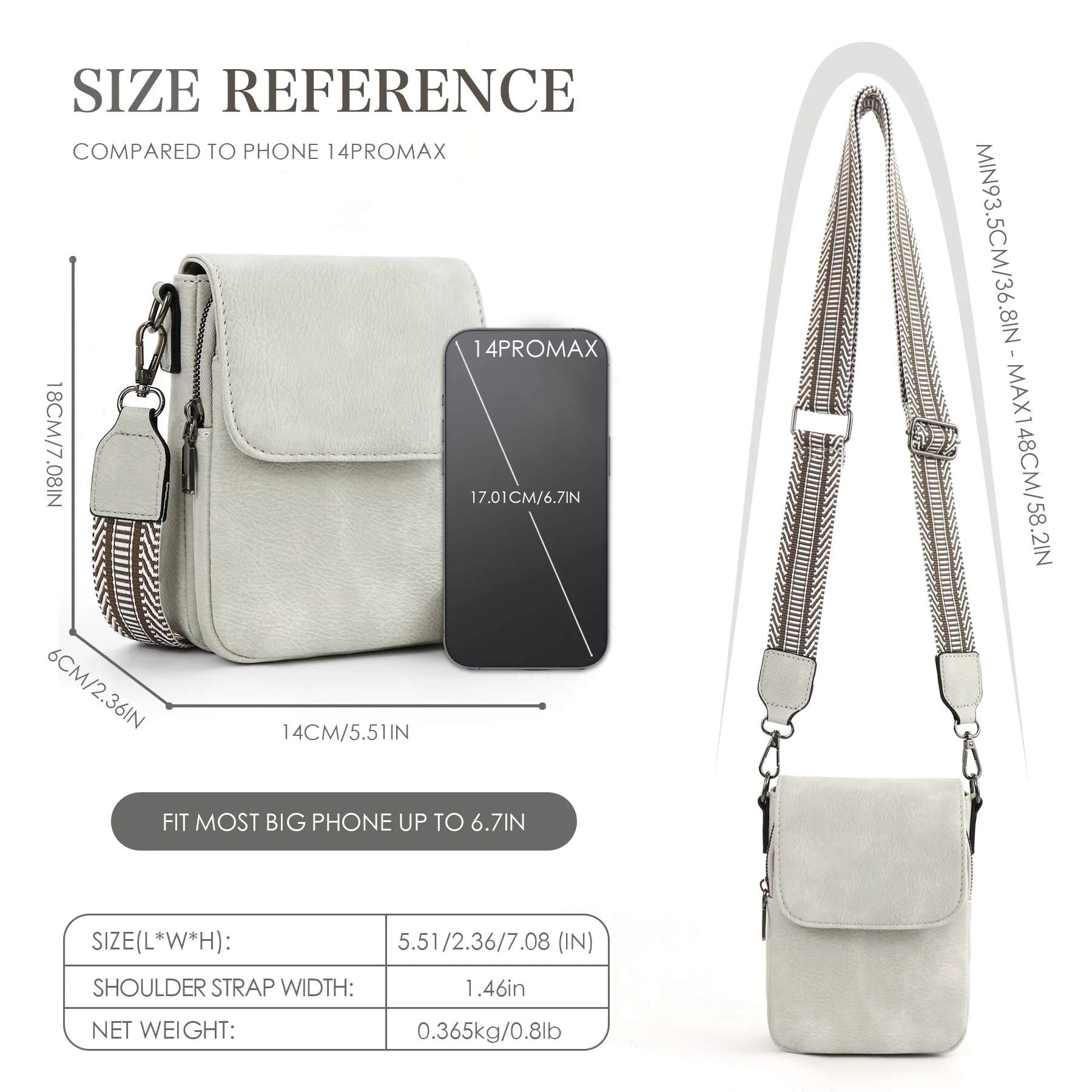 Mini Crossbody Bag Portable Mobile Phone Bag Multi-pocket Card Slot Fashion Function Adjustable Shoulder Strap