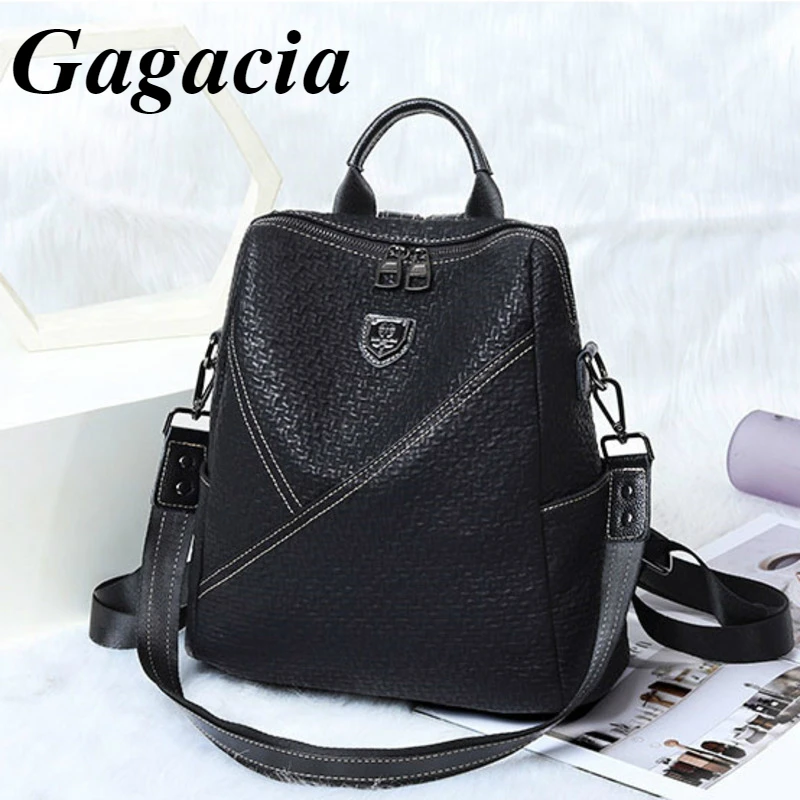 

Gagacia Genuine Leather Women's Backpack High Quality Waterproof Backpacks For Teenage Girls Female popular All-match Travel Bag