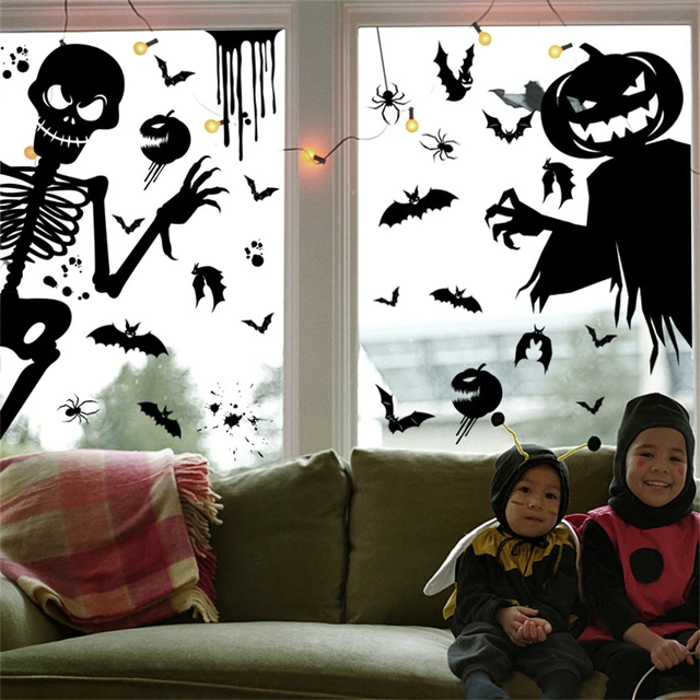 Halloween Decoration 3D Black Ghost Bat Spider Wall Window Sticker ...