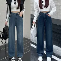 Autumn New Retro Slim Denim Straight Leg Pants Fashion Plus Size Women's Jeans Casual Lace Hem Full Length Bottoms 8659 - Image 2