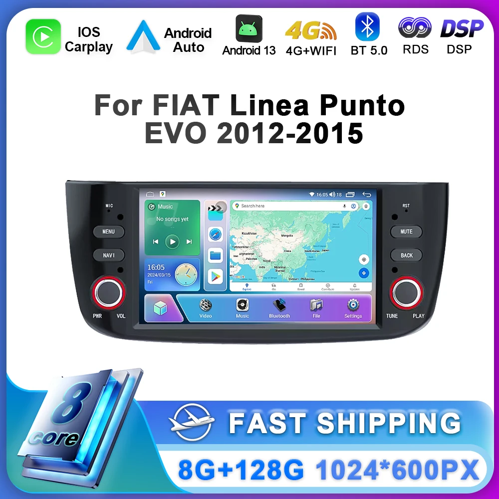 Autoradio Mit Wireless CarPlay & Android Auto Für FIAT Linea & Punto - 7 Zoll Touchscreen