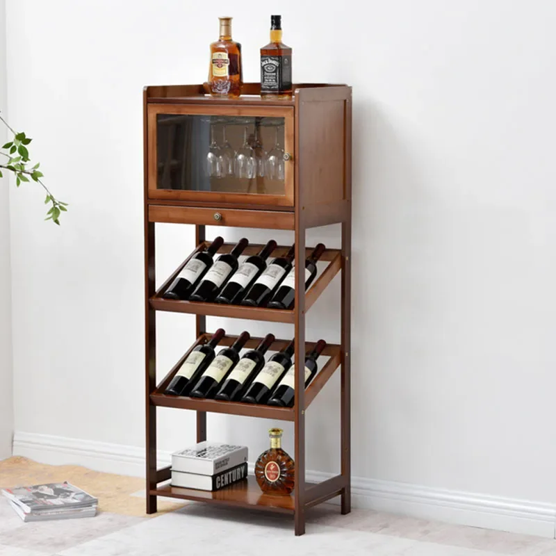 Vintage Bar Cabinet Vertical Miniature Art Shelving Small Alcohol Wooden Storage Wine Rack Decor Kabinet Modern Home Furniture