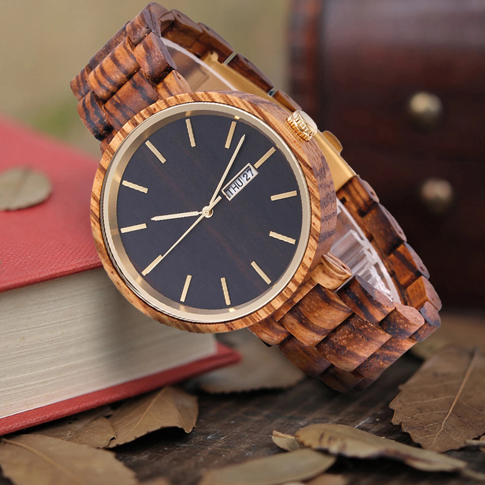 New Couple Wooden Watch, Pointer Type Quartz Sandalwood Watch, Multi-Functional Decorative Double Calendar Watch,bracelet