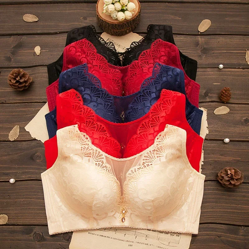 Sexy Bra Women Lace Push Up Bralette Wire Free Mesh Large Size Lingerie Solid Color Seamless Thin Wireless Soft Floral Bralette 2