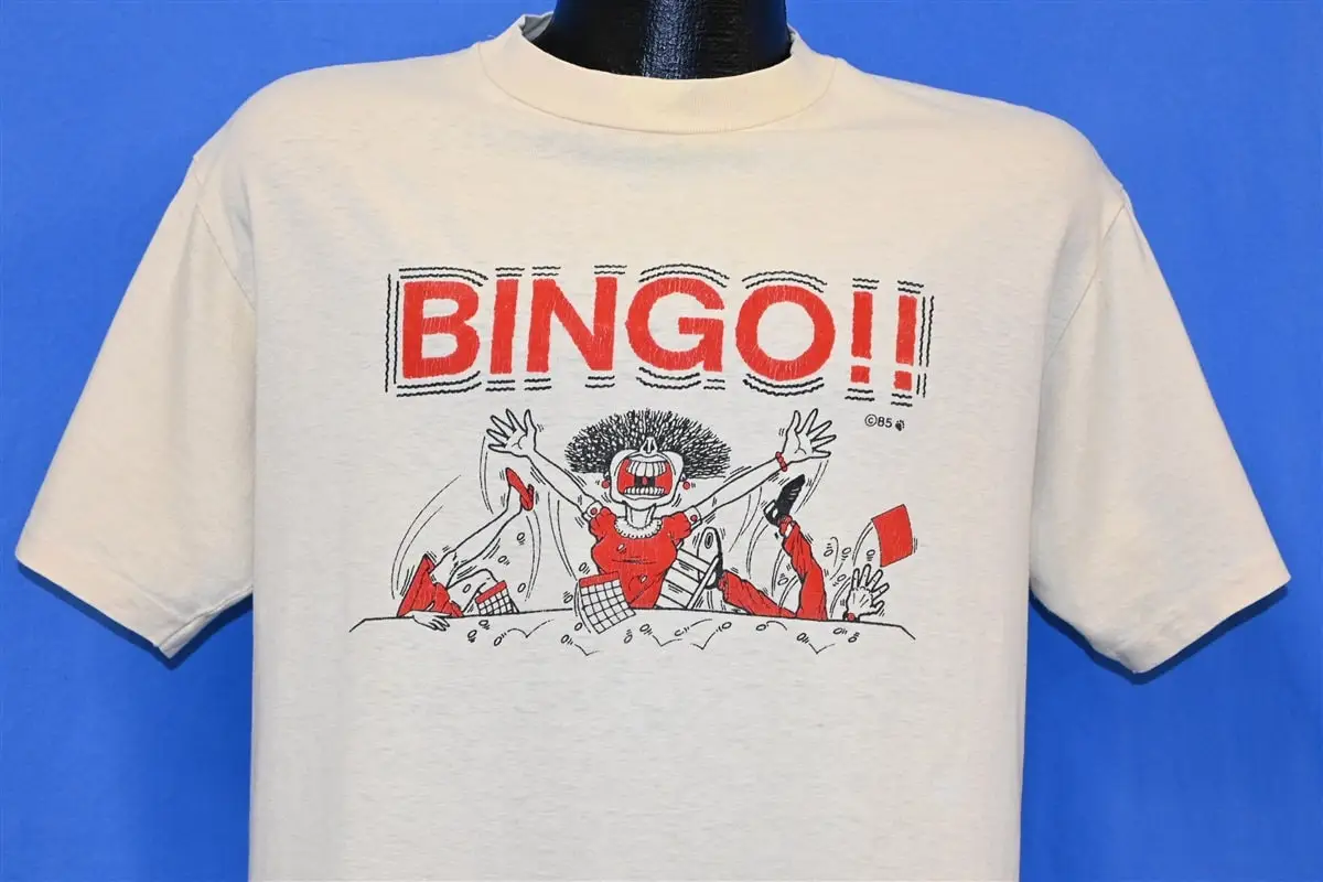 80S Flintstone Bedruck Vice Spoof Bingo Iron On Cartoon Double T-Shirt