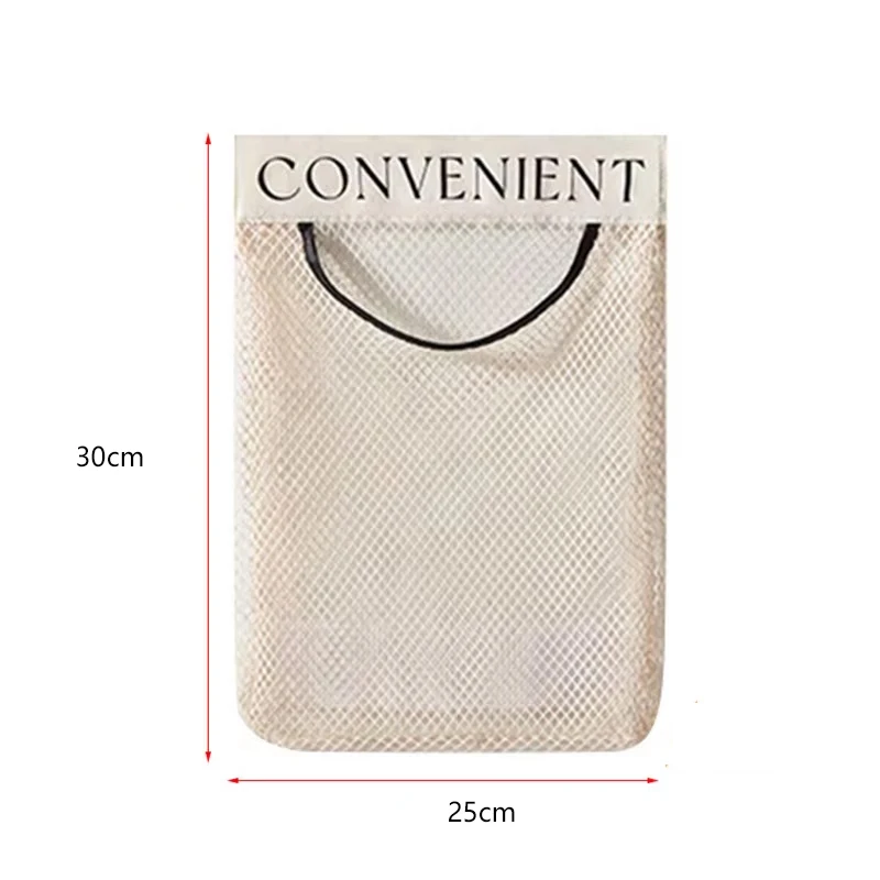 Wall Mount Mesh Storage Bag Garbage Bags Holder Plastic Shopping Bags Dispenser Sundries Bag Net Storage Grocery Bag Organizer