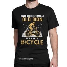 T shirt pour homme, haut en coton de qualité supérieure, Manga, avec un vieil homme avec un vtt