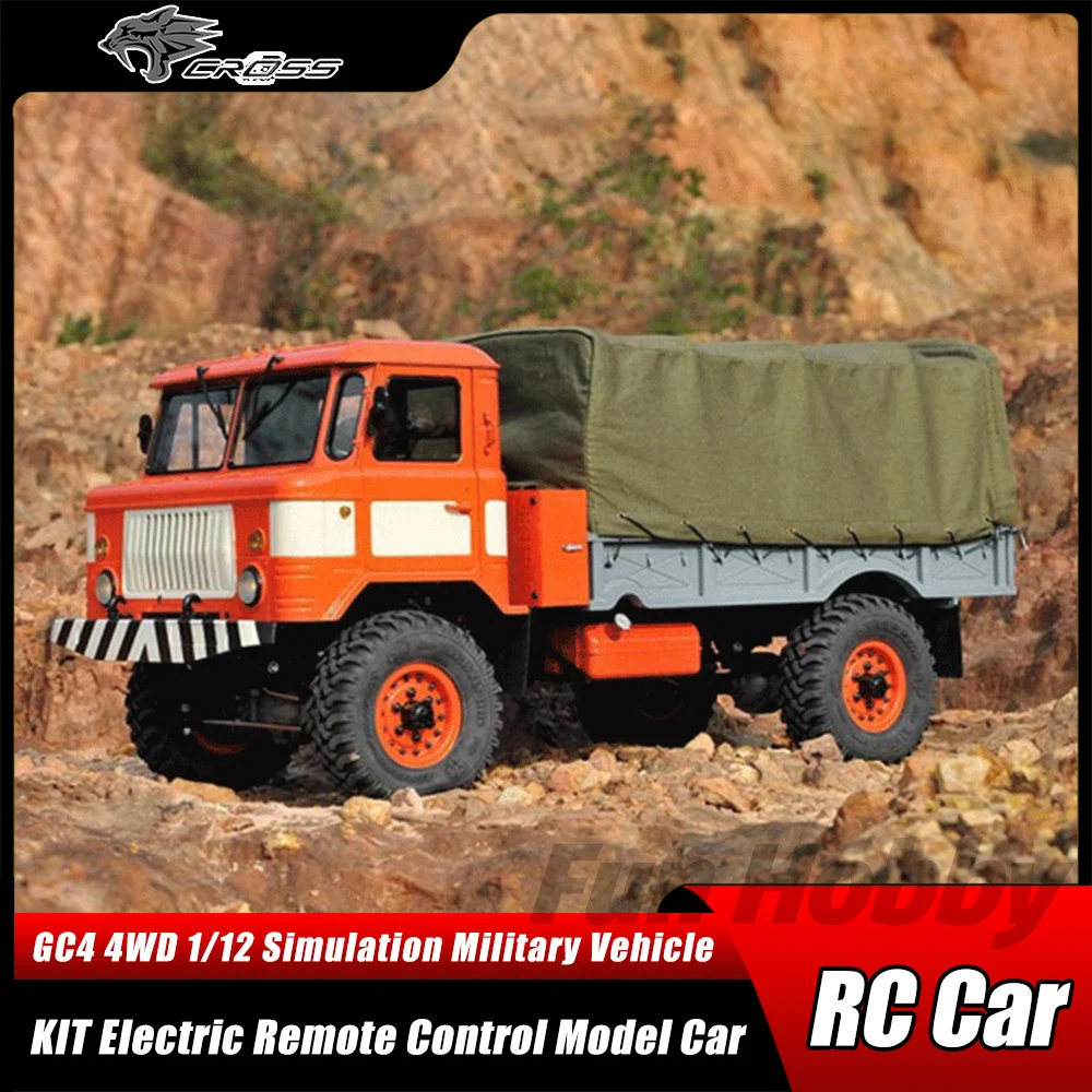 CROSSRC GC4 4WD 1/12 RC 전기 원격 제어 모델, 자동차 시뮬레이션 군용 트럭 키트, 성인 어린이 장난감
