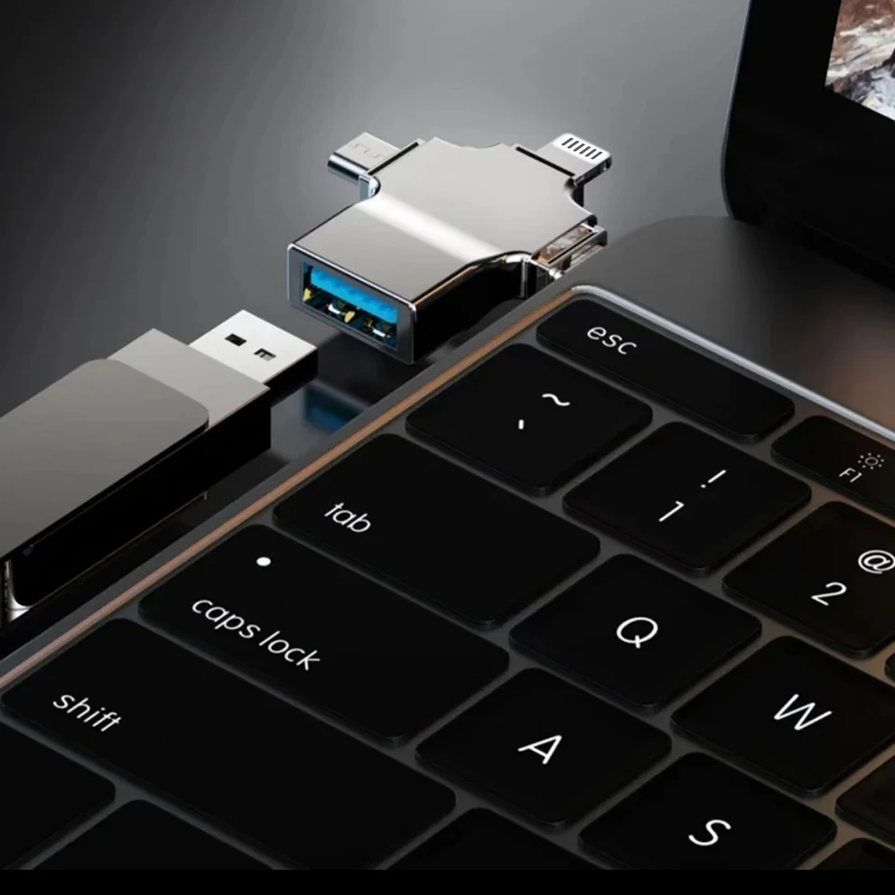 4 in 1 USB 3.0 SD Card Reader Micro-Card Adapter for Apple Interface OTG