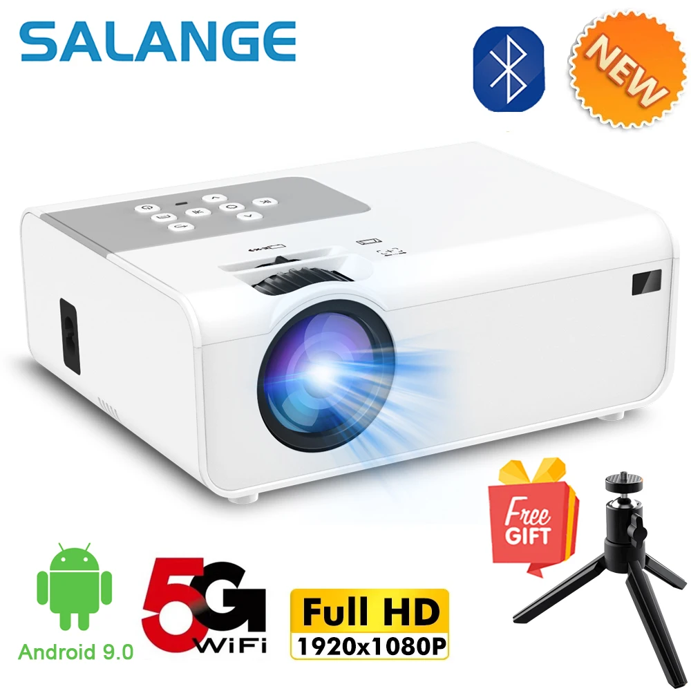 Salange P92 Proiettore Mini Led Android Wifi Nativo Full Hd 1080P Proiettore Video Home Cinema 3D Proiettore Portatile Con Treppiede
