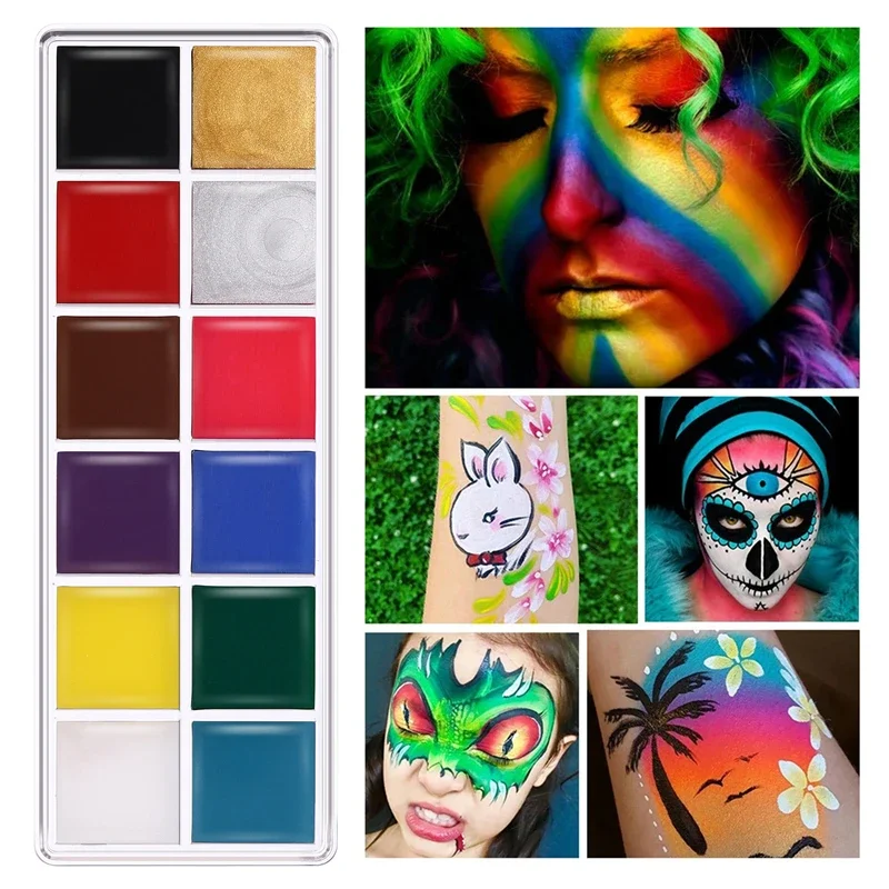 Body Paint Face Paint Palette Makeup Tattoo Oil Painting Henna Halloween  Party Fancy Waterproof Tattoo Kit Body Art Paint Cream - Price history &  Review
