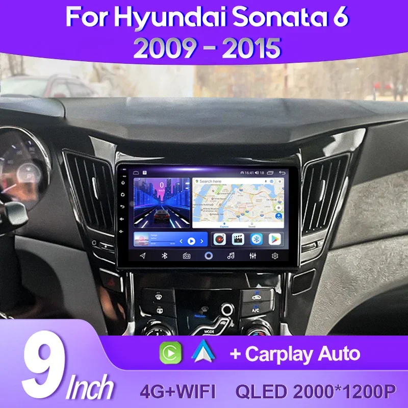 Car Multimedia Player Car Radio QSZN Hyundai Sonata 6 YF 2009-2015 2K QLED Android 13 Car Radio Multimedia Video Player GPS AI Voice 4G CarPlay Head Unit