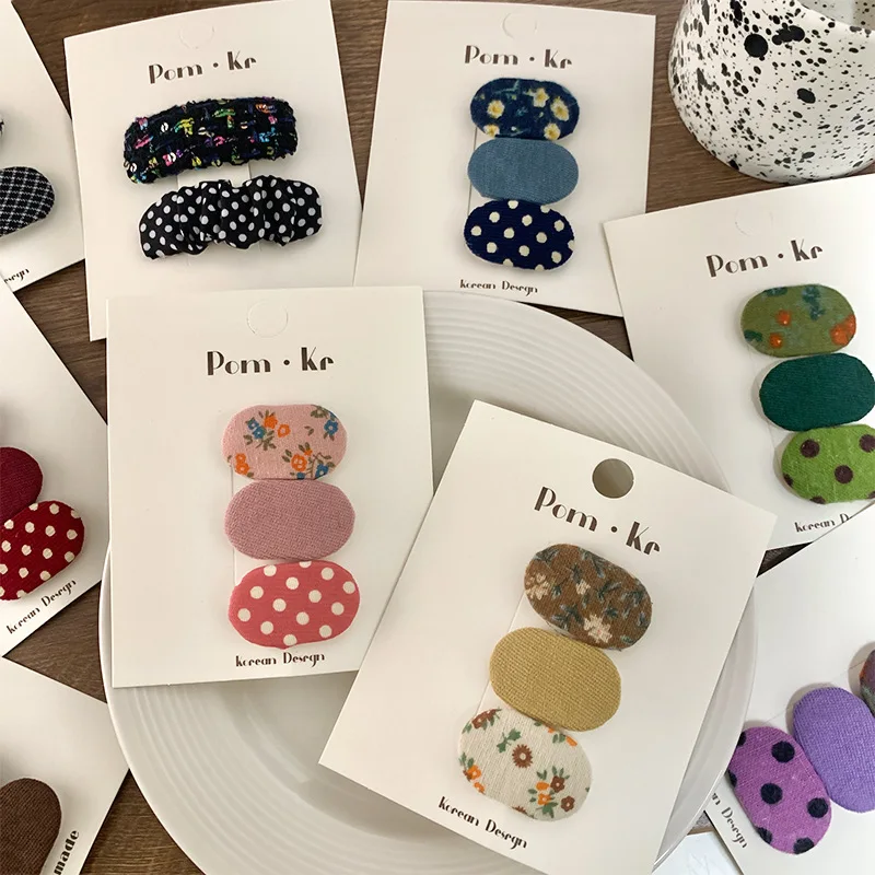 2/3pcs Kids Hari Clip Aesthetic Cute Sweet Floral Knit Plush Children Barrettes Headwear Hair Accessories