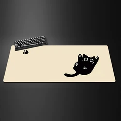 Kawaii White Cat Anime XXL Gaming Mouse Pad - Large Anti-Slip Rubber Desk Mat - 300X600X2MM (Black Cat)