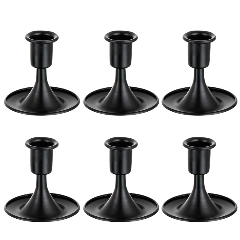 

Set of 6 Black Iron Stands Holder European Candlestick Holder for Home Dining Celebrations Home Decor DropShip