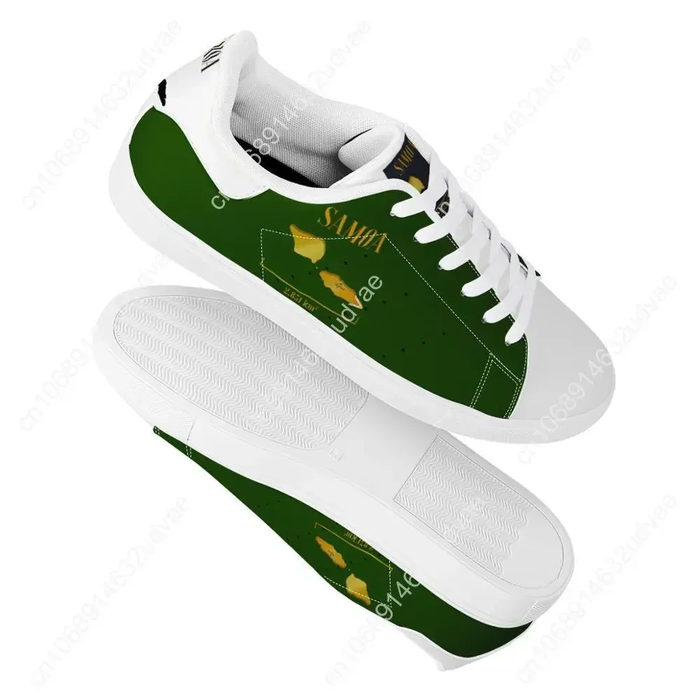 Green Flat Sneaker America Polynesian Tribal Golden Samoa Map Print Custom Man Comfort Walking Sport Shoes Women Running Shoes