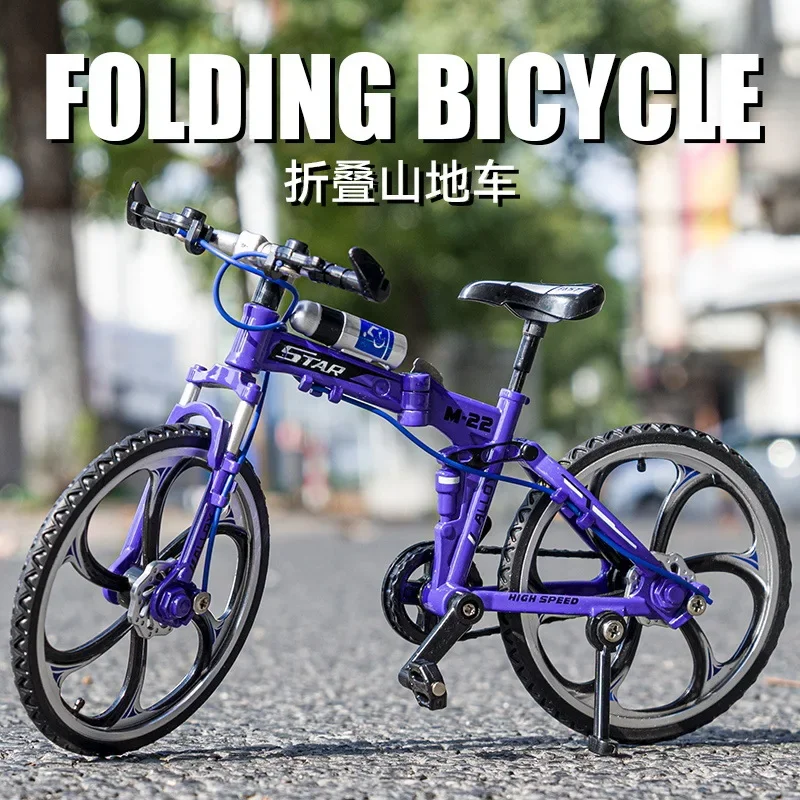 1:8 Modello Di Bicicletta In Lega Diecast Metal Finger Mountain Bike Racing Toy Bend Road Simulation Collection Toys For Children