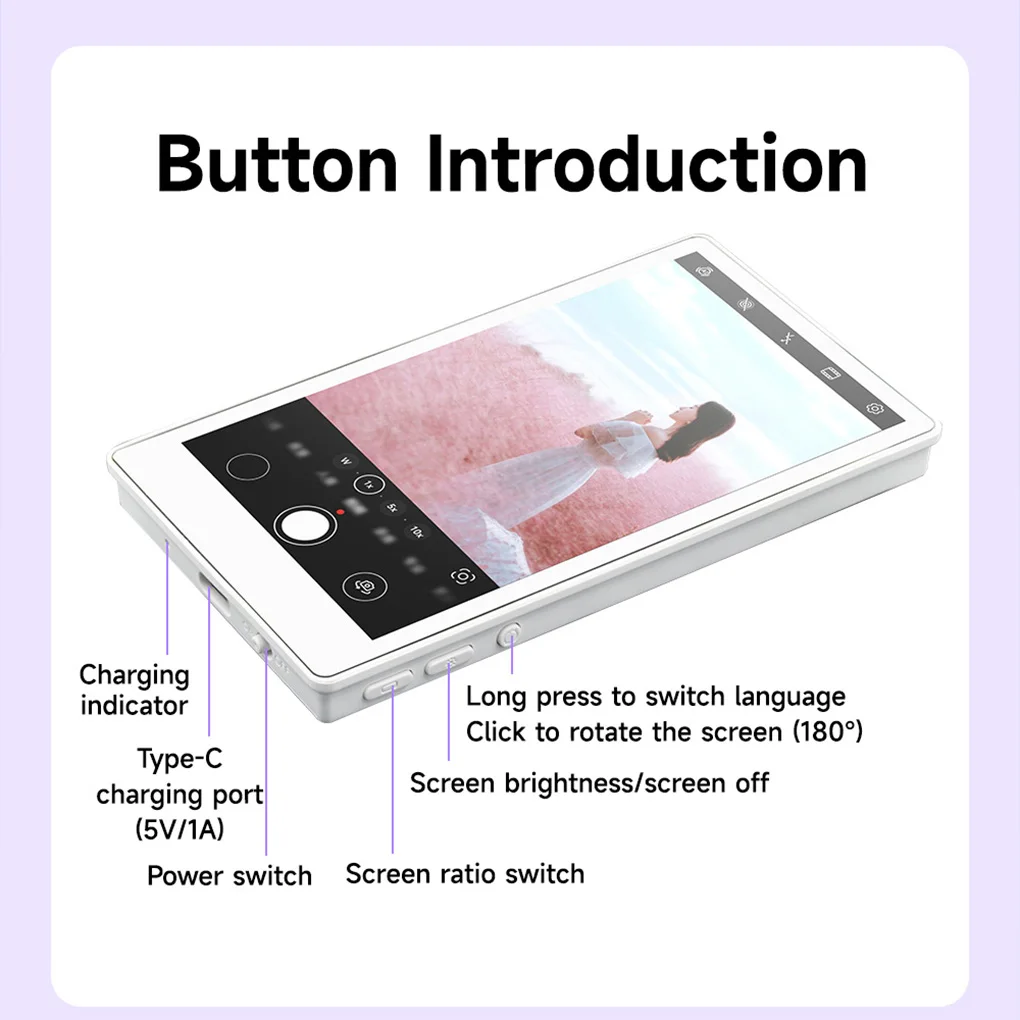 Mobile Selfie Wireless Screen Mirroring Device, Rear Camera, Live Streaming, Selfies, Magnetic Attraction Screen Sharing Device