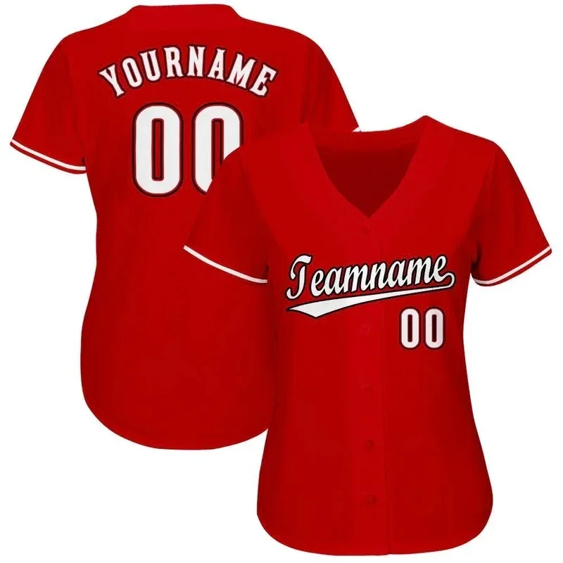 Camiseta de béisbol personalizada de la serie roja, sección para hombres y mujeres, camisa con impresión 3D, camisetas casuales de equipo, camisetas unisex de hip hop