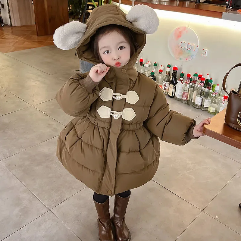 

2023 New Girls' Cute Cotton Clothes Korean Fashion Thickened Autumn Winter Warm Children Jacket Baby Coats TZ
