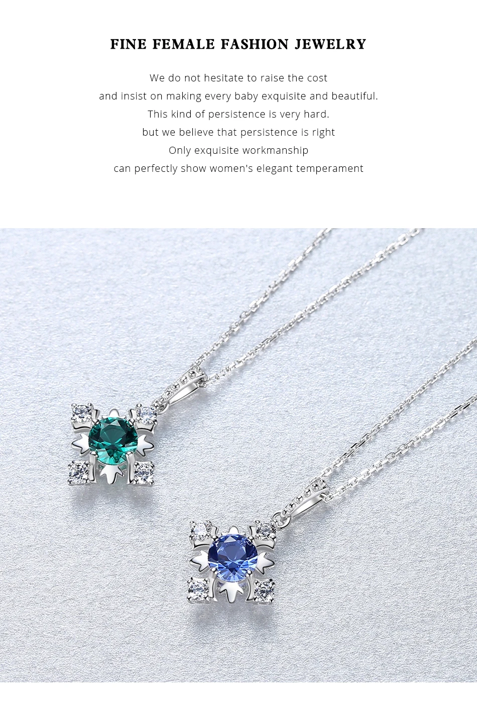 Collane con fiocco di neve in autentico argento sterling con zaffiro blu per le donne, con pietre preziose, smeraldo, da sposa_voghion.com