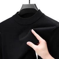 Autumn Mens Half Turtleneck Sweater Mock Neck Knitted Sweaters Solid Color Pullovers Breathable Warm Winter Outdoor Streetwear 2