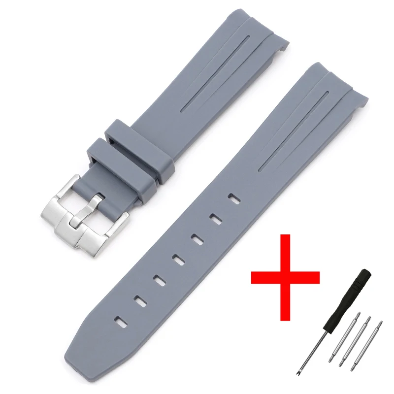 20mm Curved End Waterproof Rubber Sports Watch Strap