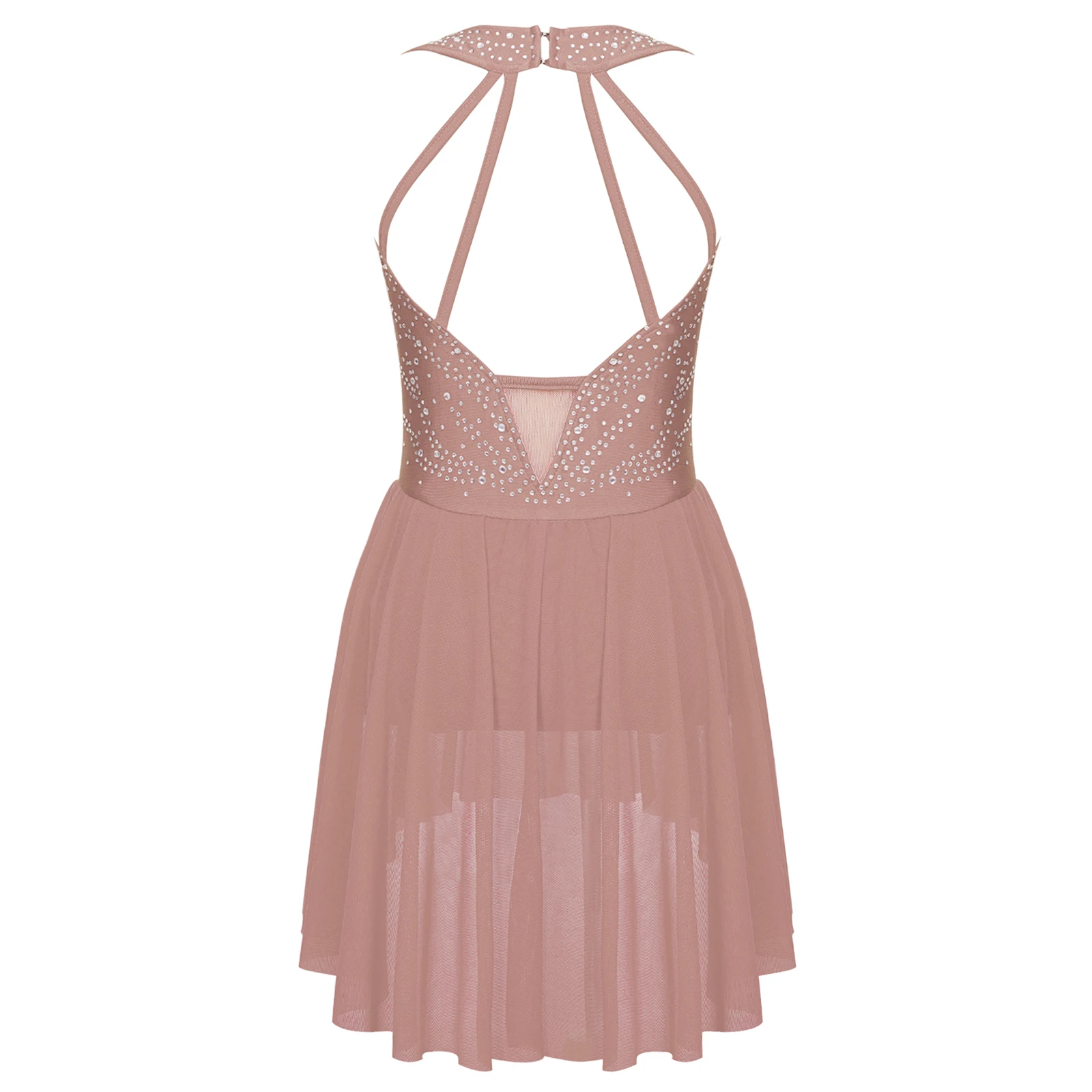 Body Danza Classica Bambina Con Strass - Leotard Senza Maniche Per Balletto E Pattinaggio - Foto 8