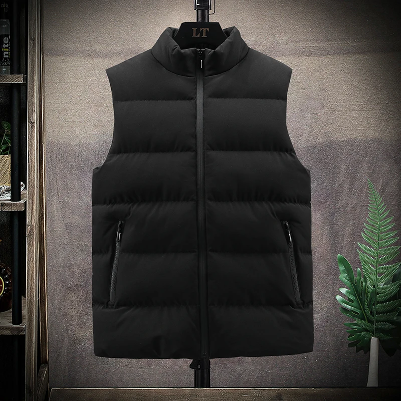 Men's Winter Jackets Vest Work wear Casual Sleeveless Stand Thick Clothes Solid Color comfort Working Vest Men's Clothing